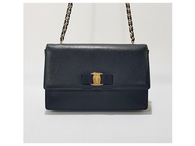 Salvatore Ferragamo Borsa a Spalla Ginny Chain Nero - vista 2