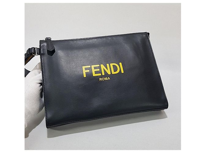 Fendi Clutch con tracolla con logo Nero - vista 3