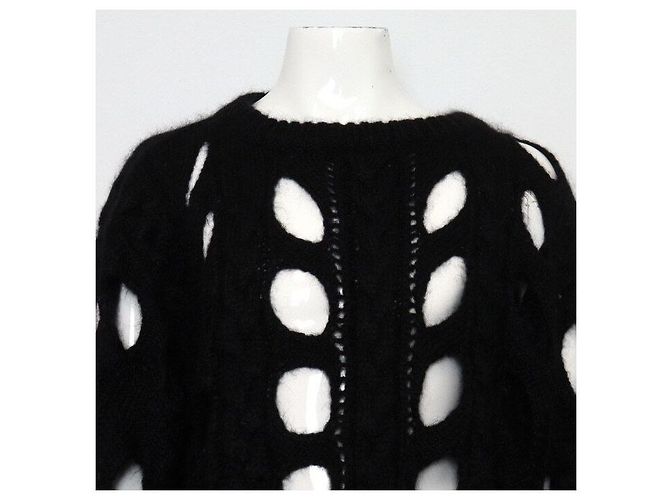Céline Schwarzer Mohair-Strickpullover für Herren mit Zopfmuster, Loose Fit - vista 2