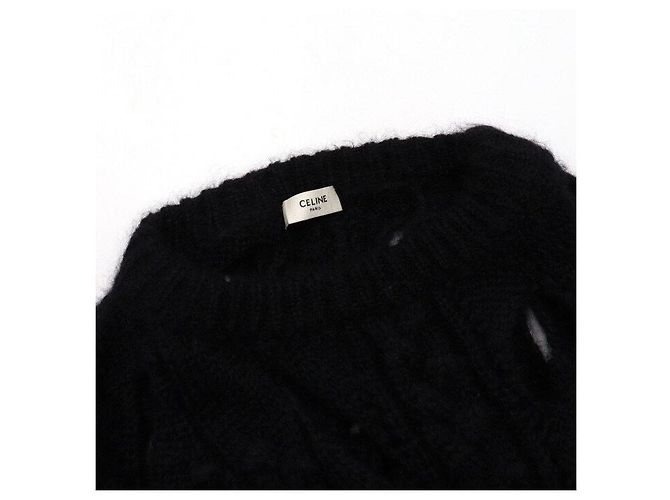 Céline Schwarzer Mohair-Strickpullover für Herren mit Zopfmuster, Loose Fit - vista 5