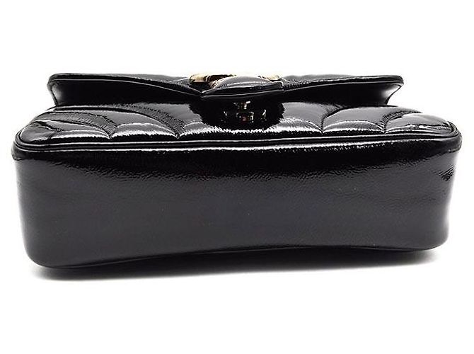 Gucci Borsa a tracolla trapuntata Patent Marmont Nero - vista 7