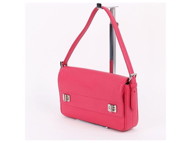 Prada Borsa a tracolla con manico corto in Saffiano rosa - vista 3