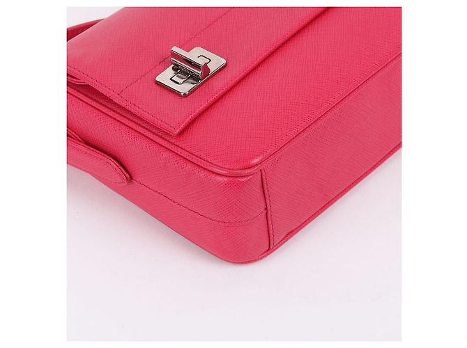 Prada Borsa a tracolla con manico corto in Saffiano rosa - vista 8