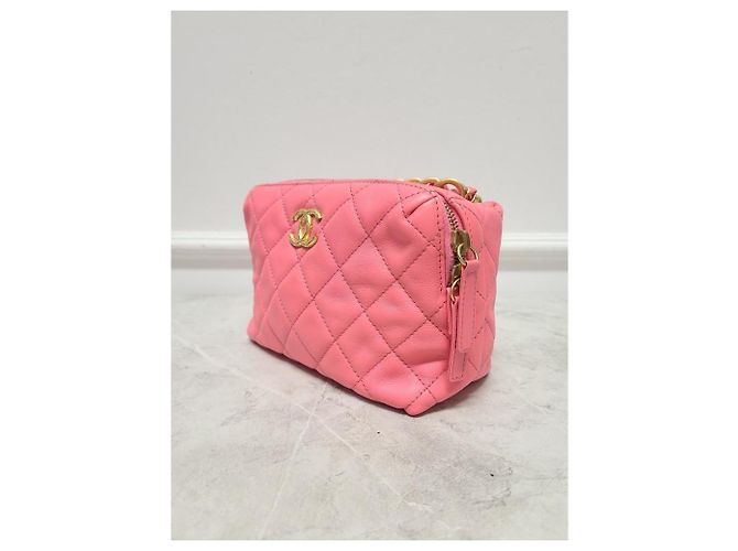 Chanel Mini borsa a tracolla bowling in pelle di vitello rosa - vista 3