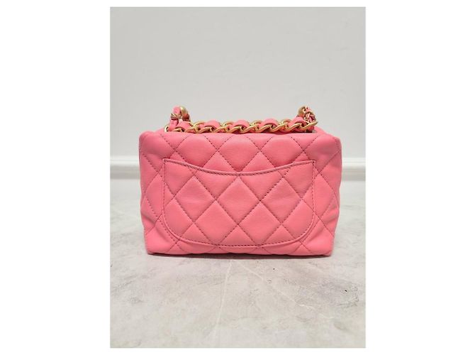 Chanel Mini borsa a tracolla bowling in pelle di vitello rosa - vista 6