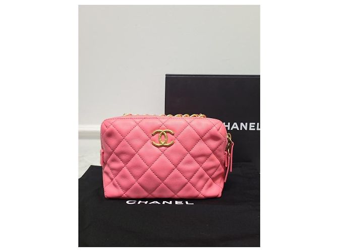 Chanel Mini borsa a tracolla bowling in pelle di vitello rosa - vista 8