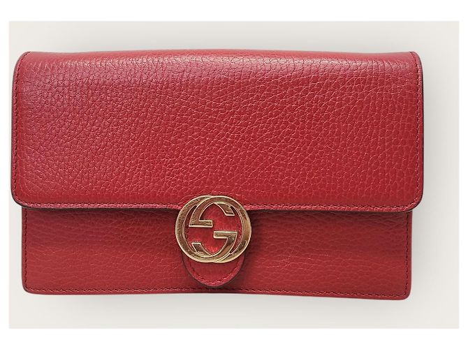 Gucci Roter Leder Interlocking WOC Chain Mini Crossbody Bag - Ansicht 2