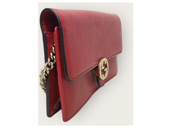 Gucci Roter Leder Interlocking WOC Chain Mini Crossbody Bag - Ansicht 3