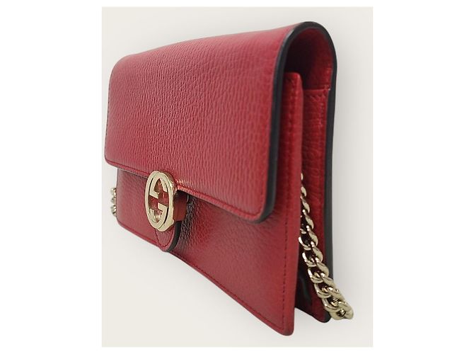 Gucci Roter Leder Interlocking WOC Chain Mini Crossbody Bag - Ansicht 4