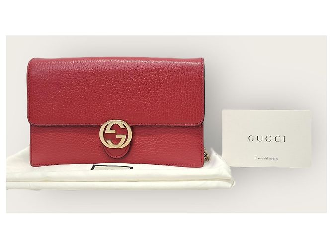 Gucci Roter Leder Interlocking WOC Chain Mini Crossbody Bag - Ansicht 8