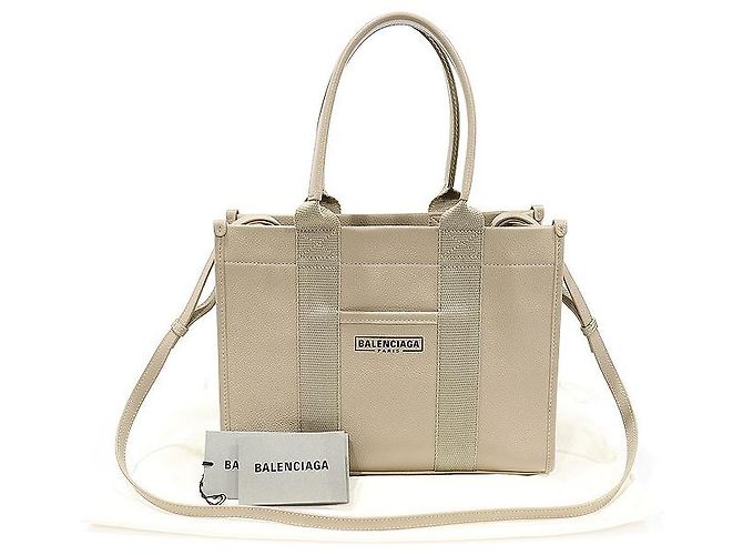 Balenciaga Kleiner Grained Calfskin Tote in Beige mit Hardware Braun - Ansicht 2