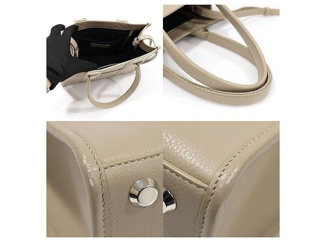 Balenciaga Kleiner Grained Calfskin Tote in Beige mit Hardware Braun - Ansicht 6