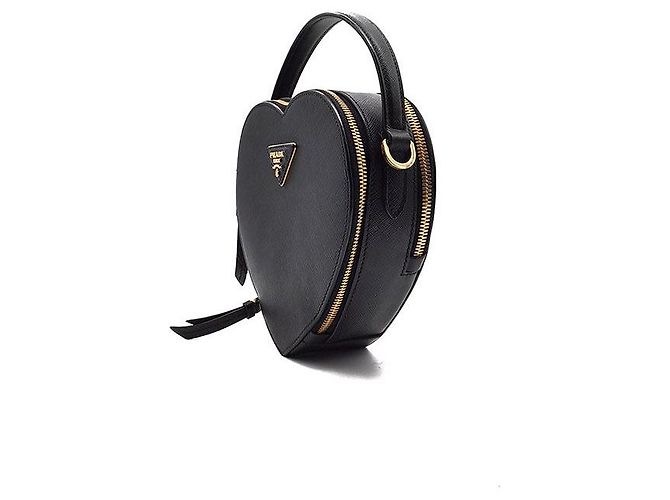 Prada Borsa Odette Heart in Saffiano Nero - vista 2