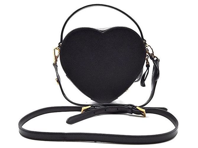 Prada Borsa Odette Heart in Saffiano Nero - vista 3