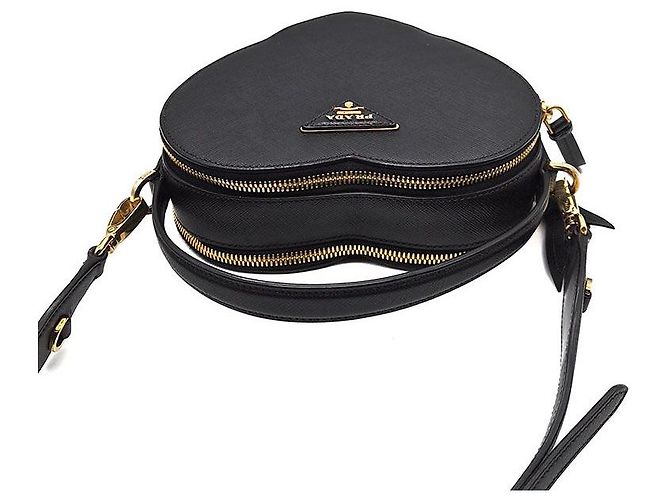 Prada Borsa Odette Heart in Saffiano Nero - vista 6
