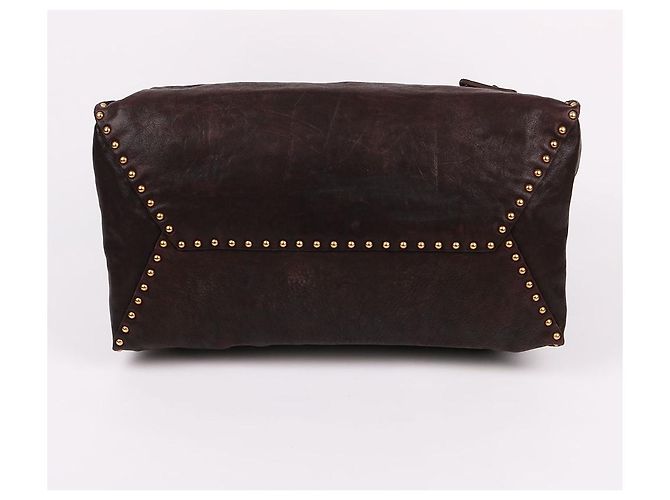 Prada Borsa a spalla grande in pelle Nappa borchiata Marrone - vista 8