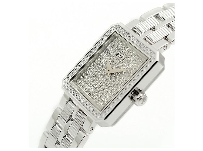 Piaget Protocol Vintage Damenuhr aus Weißgold mit Diamant-Pavé - Ansicht 12