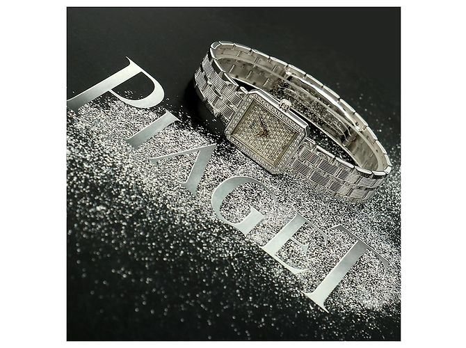 Piaget Protocol Vintage Damenuhr aus Weißgold mit Diamant-Pavé - Ansicht 2