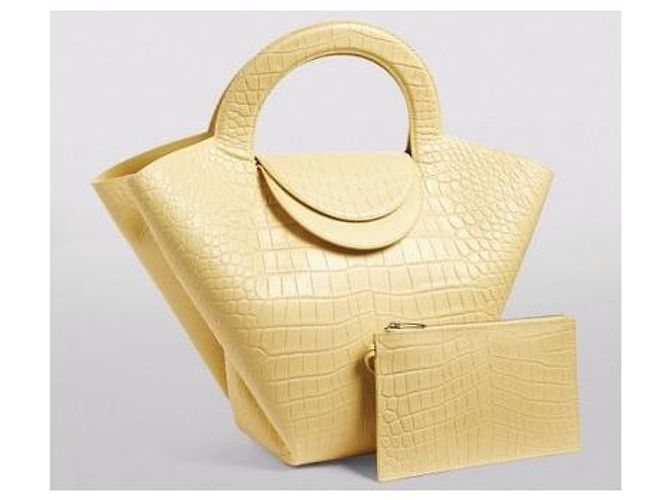 Bottega Veneta Refurbished Doll Medium Embossed Leather Tote Bag Vanilla Golden - Ansicht 4