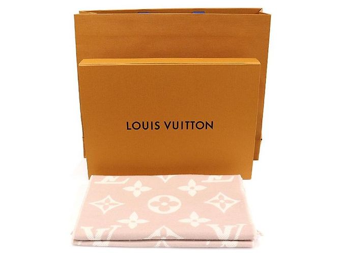 Louis Vuitton Sciarpa LV Essential in lana beige rosa - vista 2