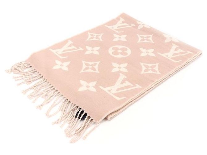 Louis Vuitton Sciarpa LV Essential in lana beige rosa - vista 4