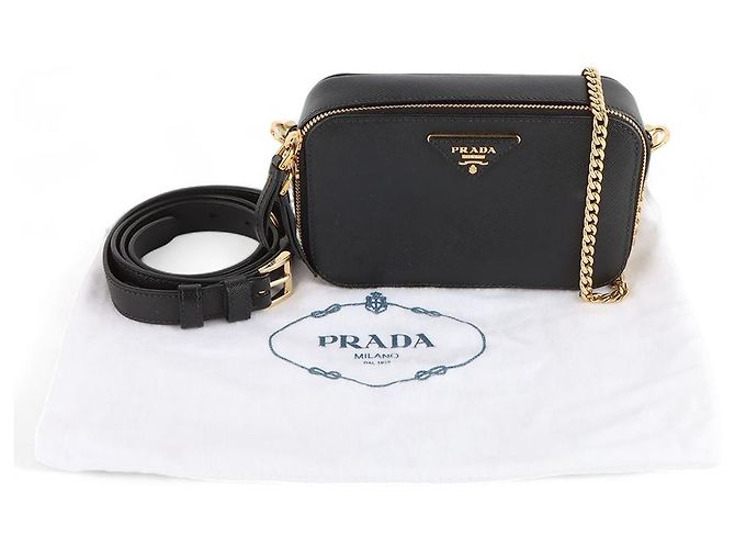 Prada Saffiano Odette Kettengürteltasche Schwarz - Ansicht 8
