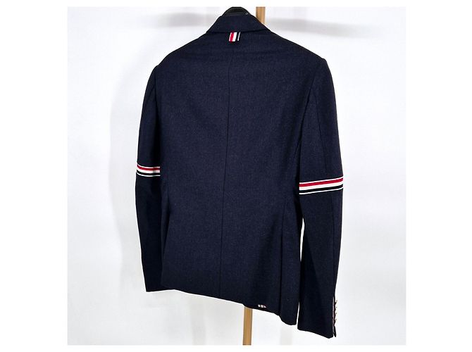 Thom Browne Three-Striped Arm Band Wool Blazer Jacket Navy - view 2