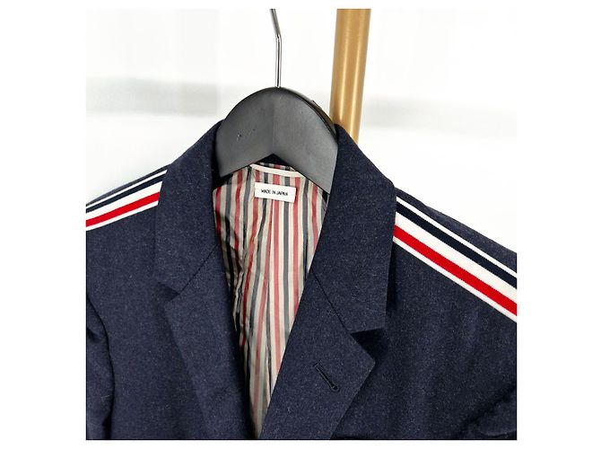 Thom Browne Three-Striped Arm Band Wool Blazer Jacket Navy - view 3
