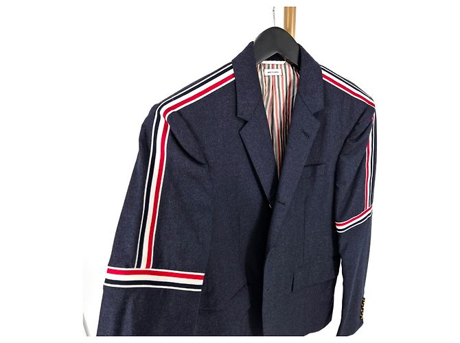 Thom Browne Three-Striped Arm Band Wool Blazer Jacket Navy - view 4