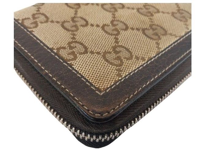 Bamboo Gucci Cartera larga con cremallera en jacquard de bambú GG Ebony Gippy Wallet Castaño - vista 5