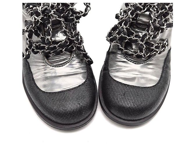 Chanel Scarpe Derby con lacci e catena Argento - vista 4