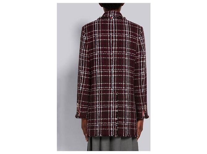 Thom Browne Chaqueta de cuadros oversize para mujer reacondicionada de doble botonadura Roja - vista 3