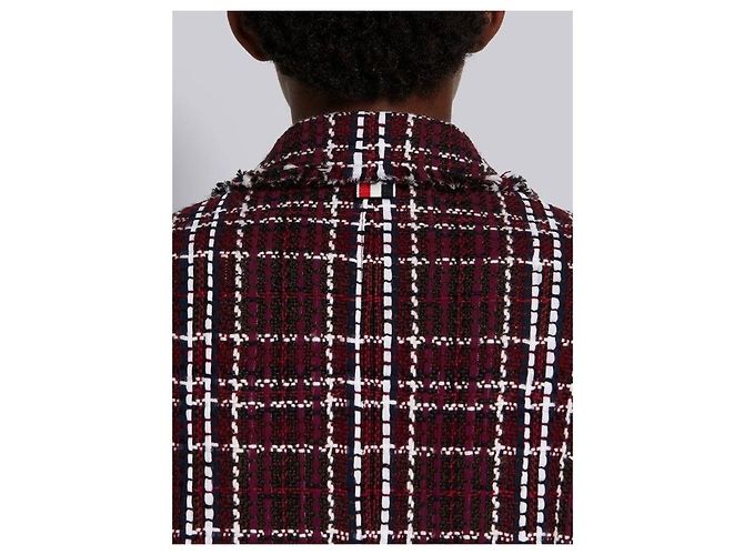 Thom Browne Chaqueta de cuadros oversize para mujer reacondicionada de doble botonadura Roja - vista 4