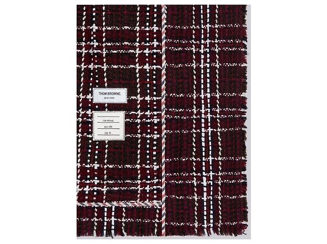 Thom Browne Chaqueta de cuadros oversize para mujer reacondicionada de doble botonadura Roja - vista 5