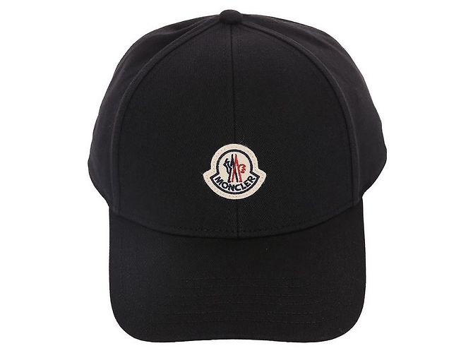 Moncler Cappellino in gabardine di cotone con patch con logo Nero - vista 2