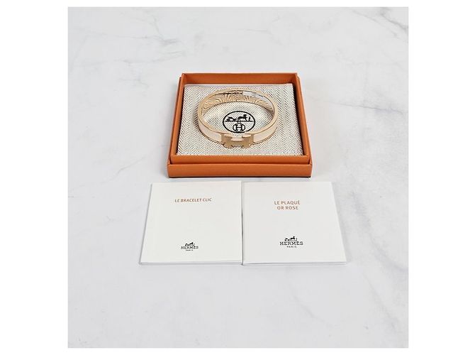 Hermès Armreif Click Blanc Cream Rose Gold Weiß - Ansicht 11