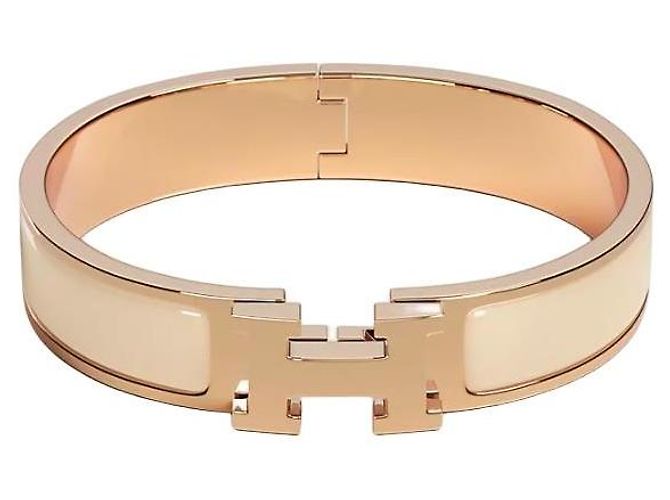 Hermès Armreif Click Blanc Cream Rose Gold Weiß - Ansicht 2