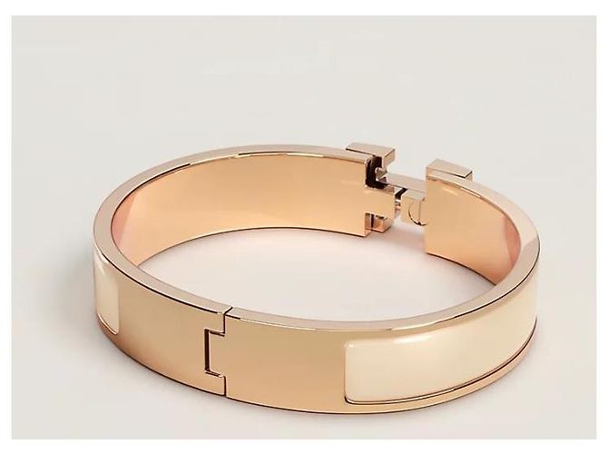 Hermès Armreif Click Blanc Cream Rose Gold Weiß - Ansicht 3