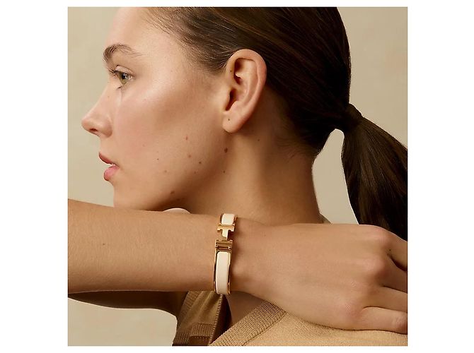 Hermès Armreif Click Blanc Cream Rose Gold Weiß - Ansicht 4