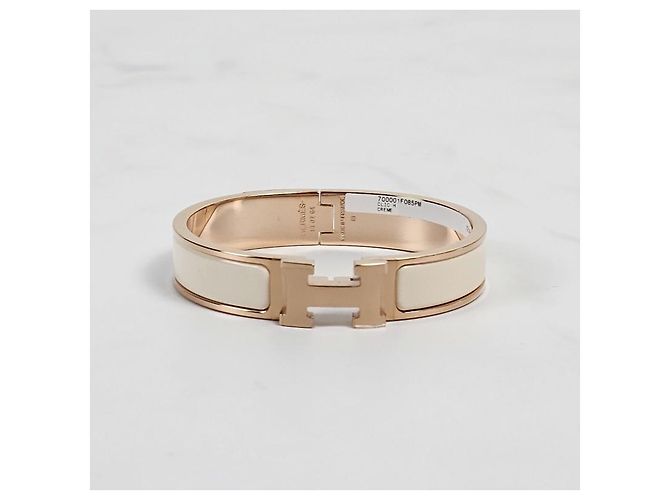 Hermès Armreif Click Blanc Cream Rose Gold Weiß - Ansicht 5
