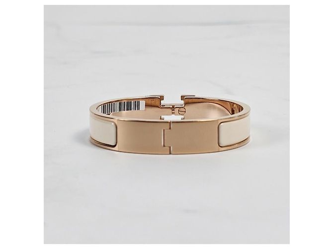 Hermès Armreif Click Blanc Cream Rose Gold Weiß - Ansicht 7