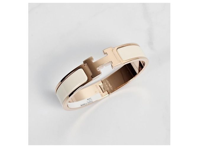 Hermès Armreif Click Blanc Cream Rose Gold Weiß - Ansicht 8