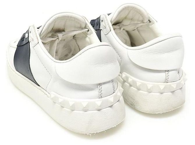 Valentino Sneakers da donna in pelle di vitello White Marine Navy con lacci nascosti - vista 4