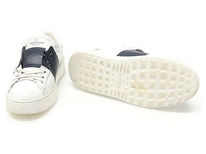 Valentino Sneakers da donna in pelle di vitello White Marine Navy con lacci nascosti - vista 5
