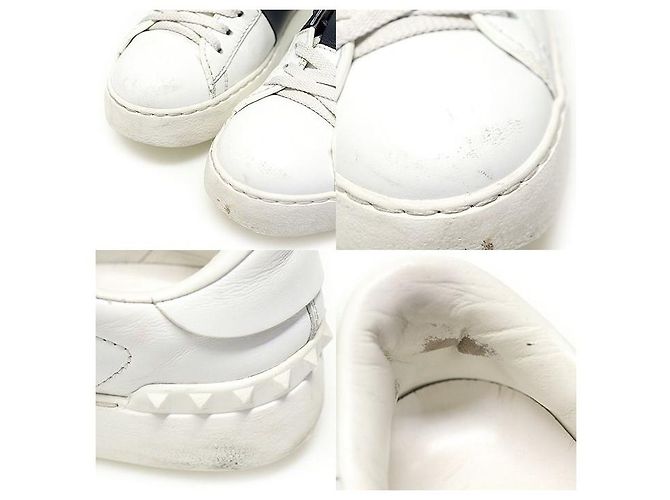 Valentino Sneakers da donna in pelle di vitello White Marine Navy con lacci nascosti - vista 6