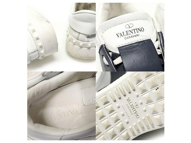 Valentino Sneakers da donna in pelle di vitello White Marine Navy con lacci nascosti - vista 7