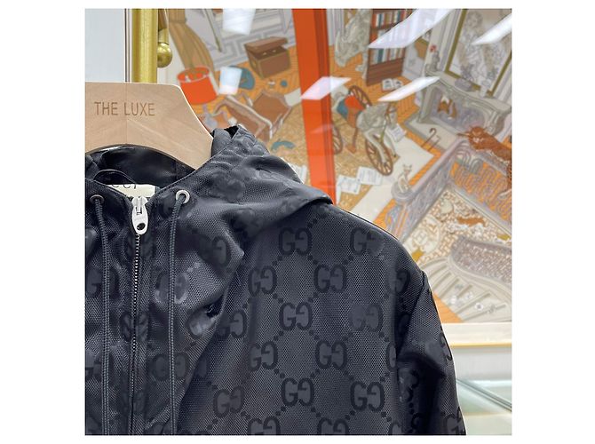 Gucci Giacca con cappuccio e zip in nylon GG Supreme Nero - vista 3