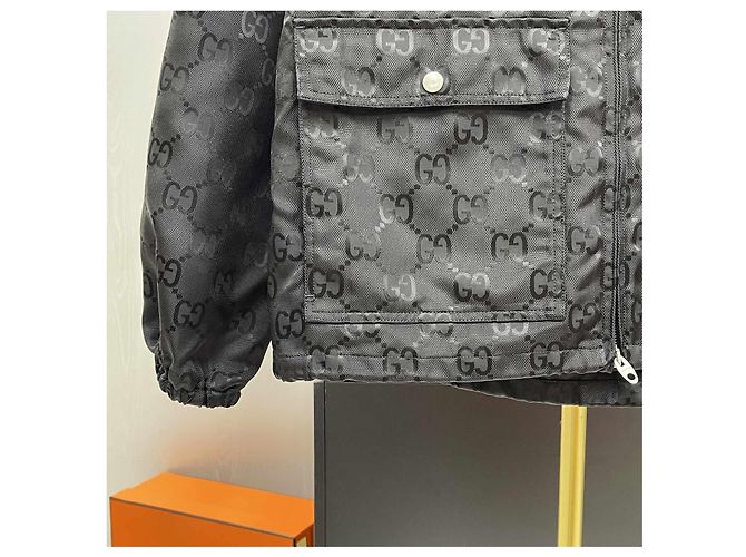Gucci Giacca con cappuccio e zip in nylon GG Supreme Nero - vista 4