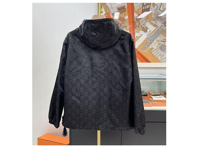 Gucci Giacca con cappuccio e zip in nylon GG Supreme Nero - vista 5