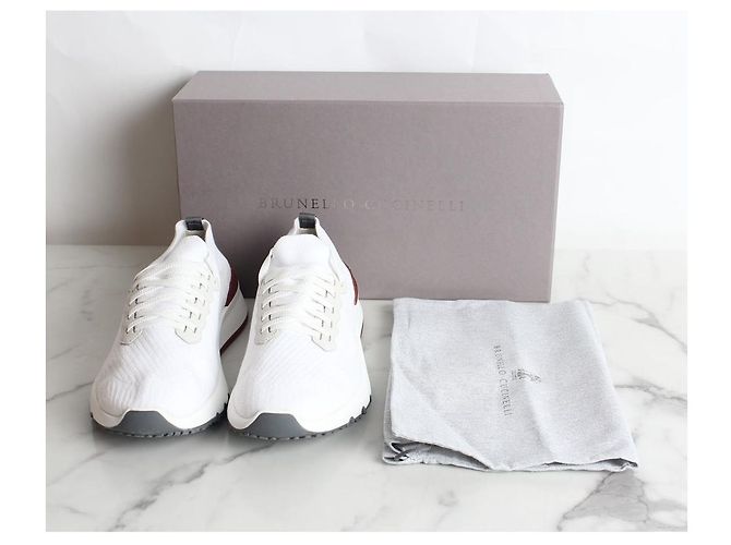 Brunello Cucinelli Tab Runner Baumwollstrick-Sneaker White Weiß - Ansicht 2